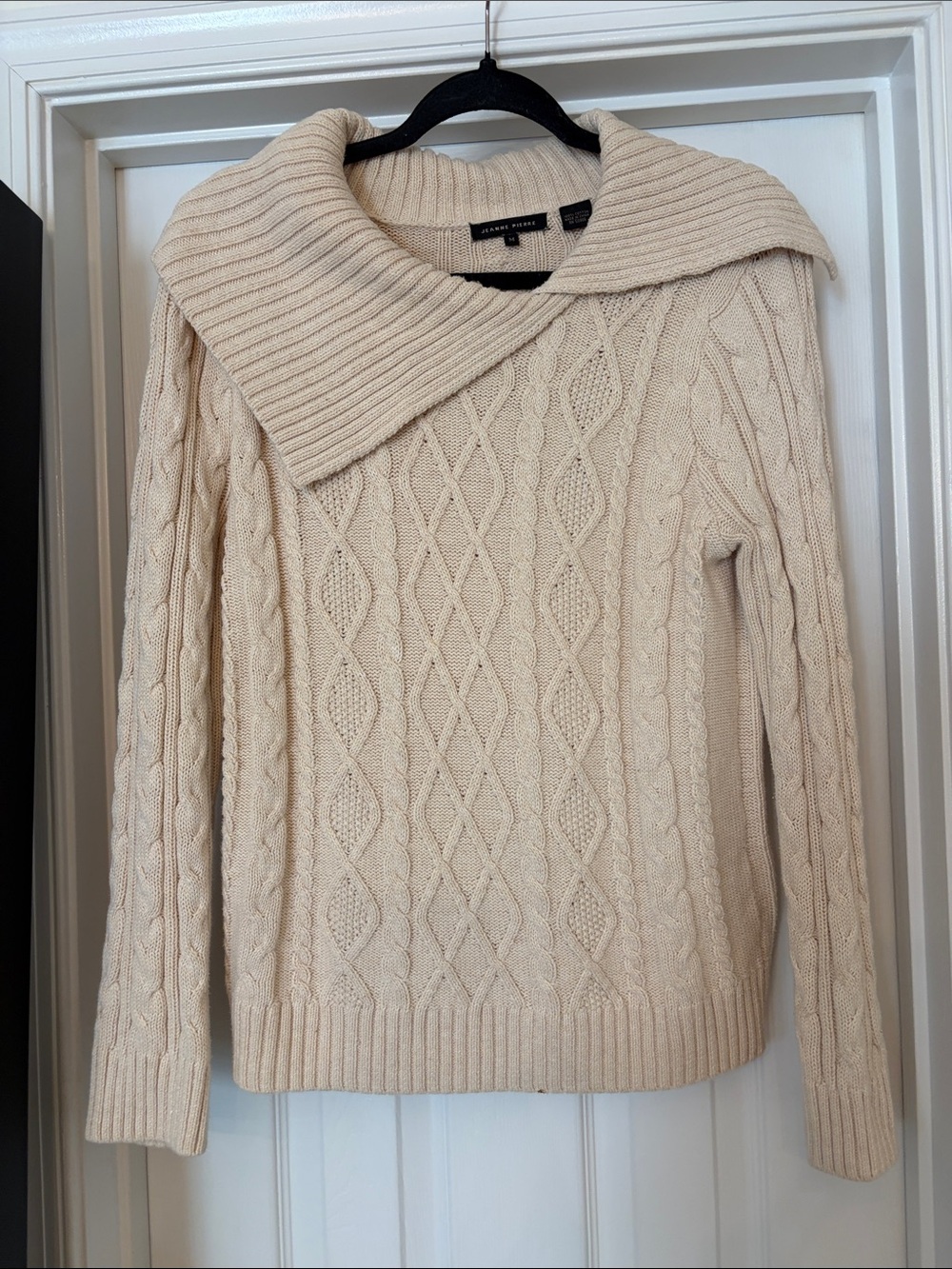 Jeanne Pierre cable knit fold over cowl sweater - Picture 1 of 4